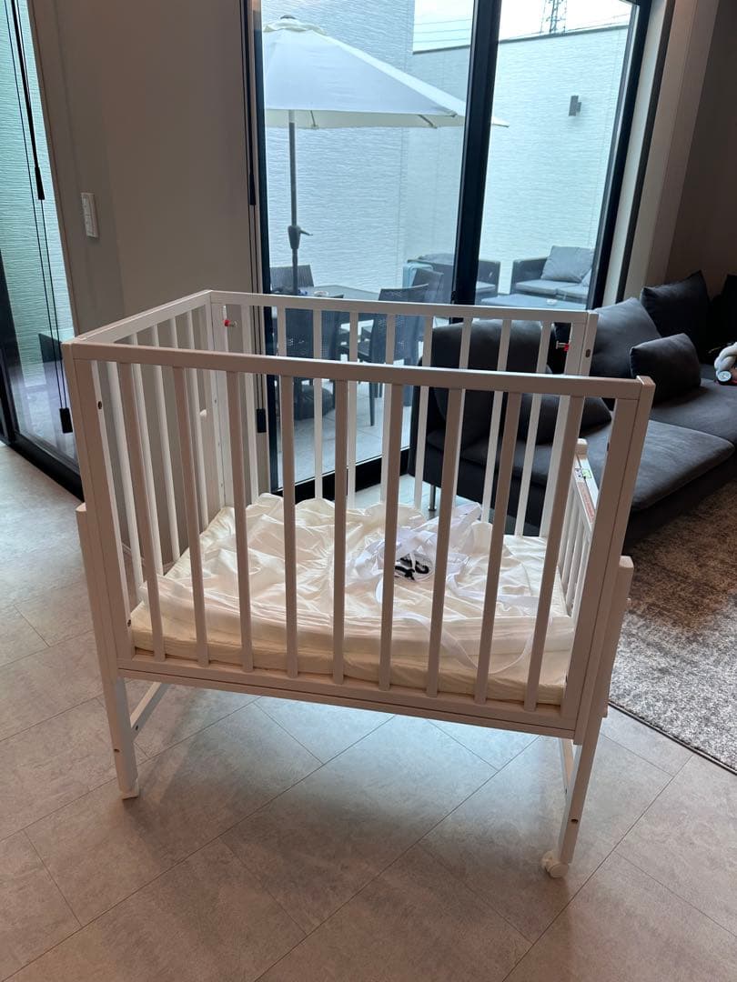 【美品/限定値下げ中】そいねーる ミニ ベビーベッド 敷きマットレス付 ホワイト