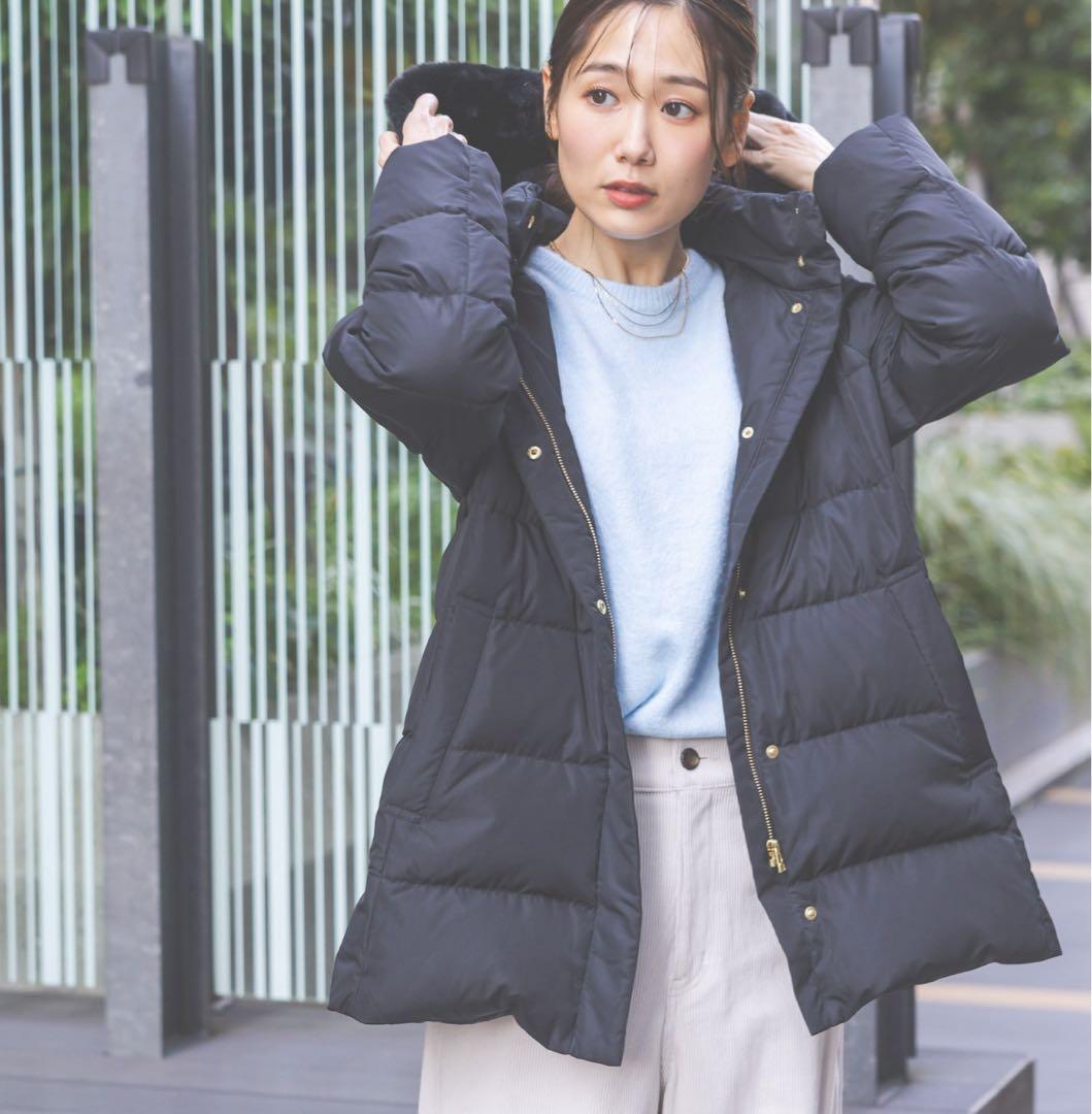 新品 ウツクシルエット撥水ダウンコート　ネイビーXLglobal work 濃紺