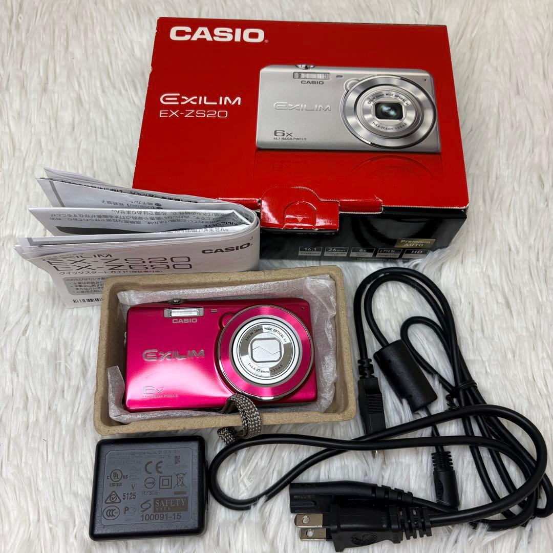 美品　CASIO カメラ　EX-ZS20 充電器　箱　レッド コンデジ　動作品