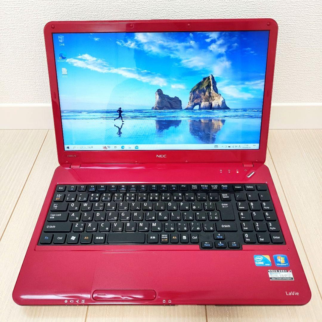 【良品】NEC オフィス ノートパソコン 赤 PC-LS550DS3ER