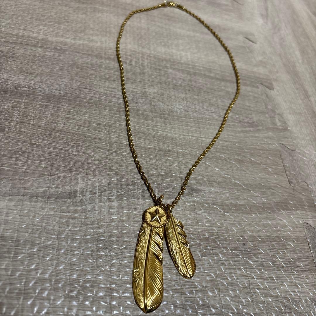 フェザーネックレス 24Kコーティング ハワイアン ゴールド メンズ レディース