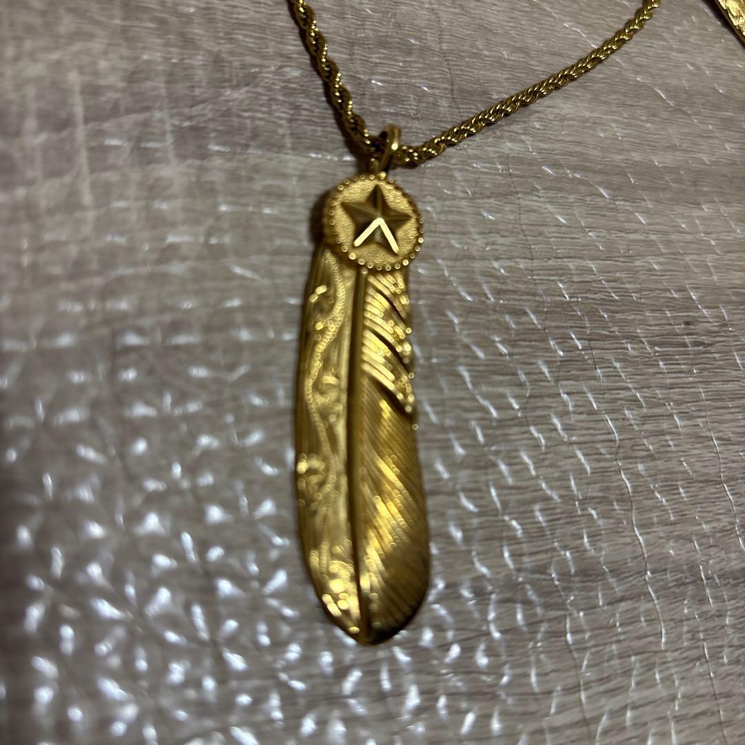 フェザーネックレス 24Kコーティング ハワイアン ゴールド メンズ レディース