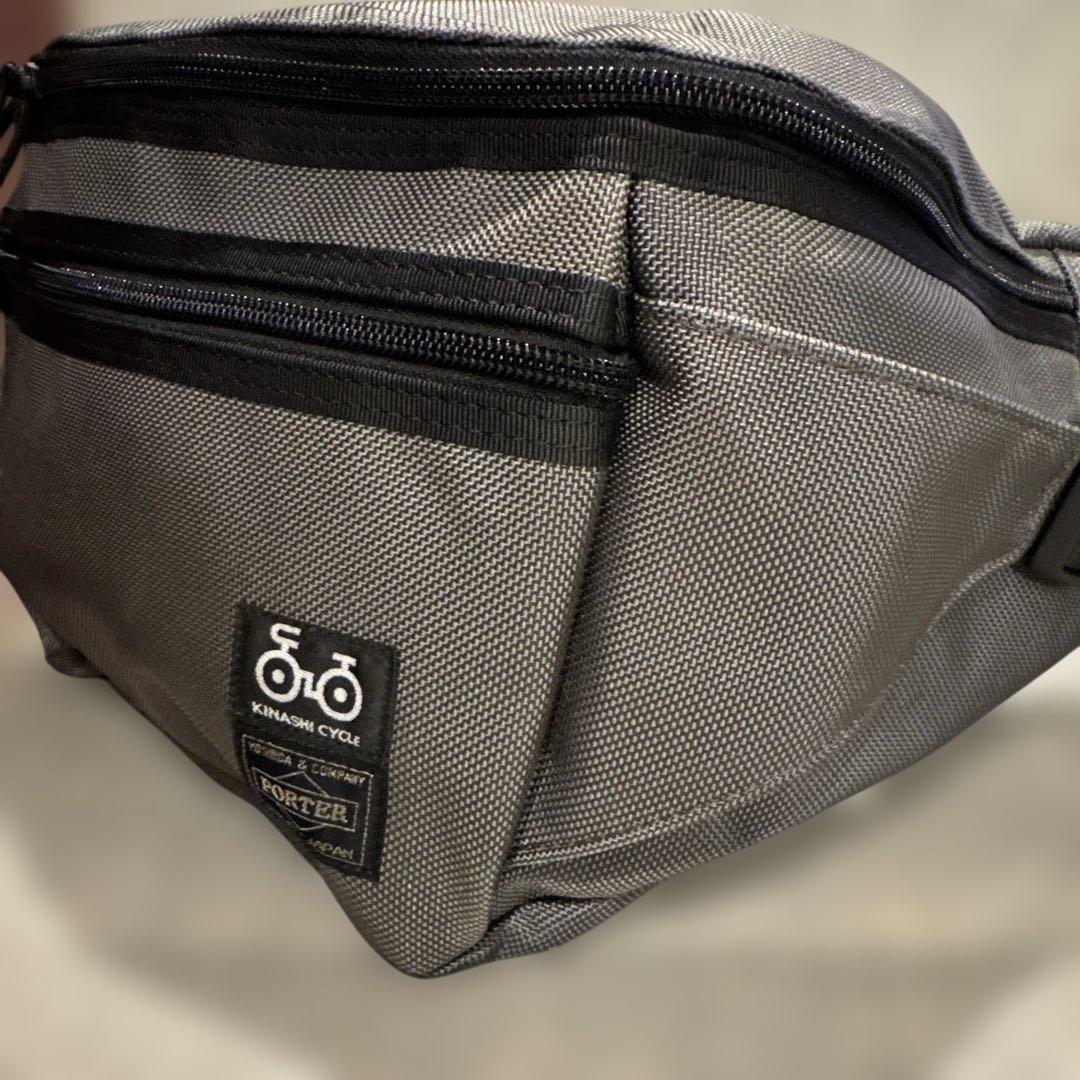 PORTER × KINASHI CYCLE 木梨サイクル　ボディバッグ グレー