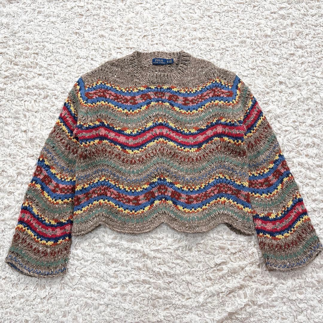 ポロラルフローレン カシミヤ混 フェアアイルニット セーター XS スカラップ