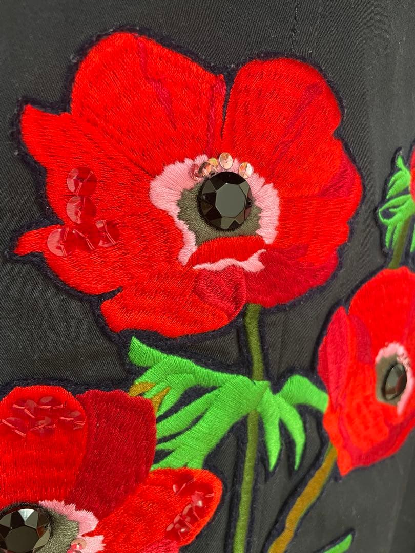 ミュベール　ネイビー　刺繍　モッズコート