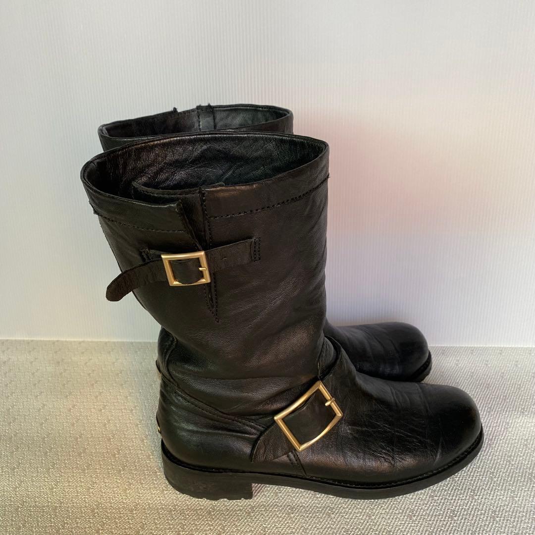 JIMMY CHOO イタリア製 ロゴプレート付 エンジニアブーツ37 1/2