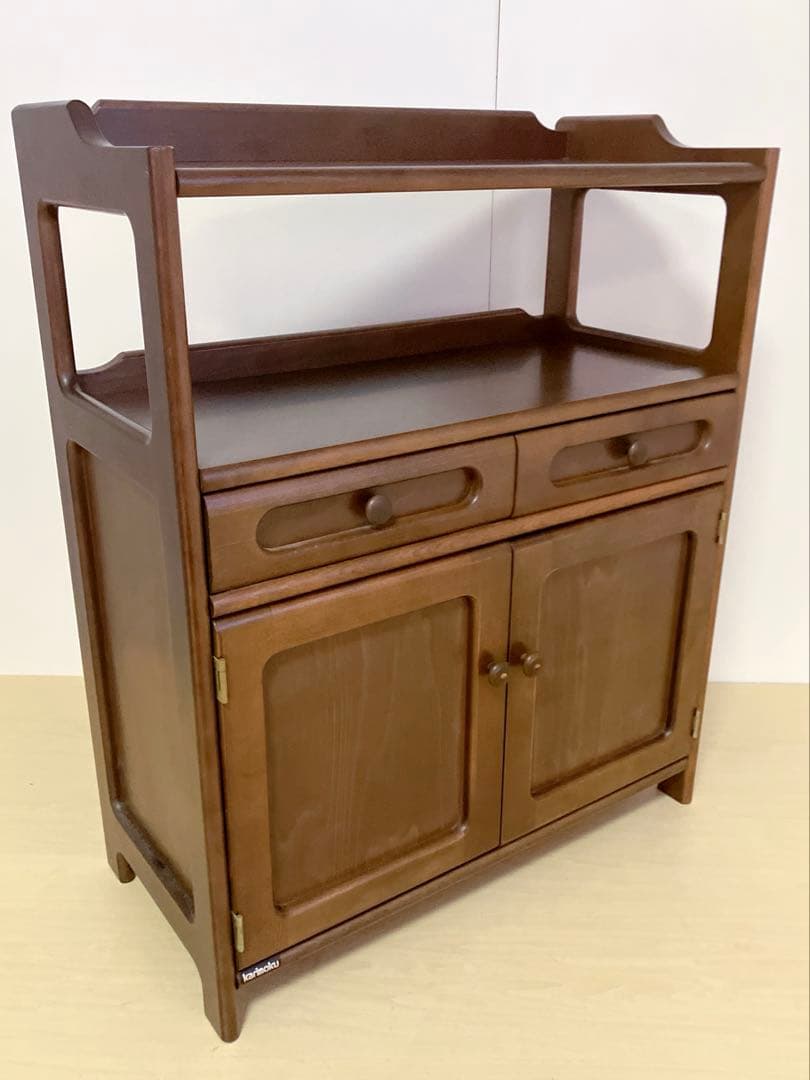 Karimoku カリモク 木製 電話台、FAX台　キャビネット飾り棚 収納　①