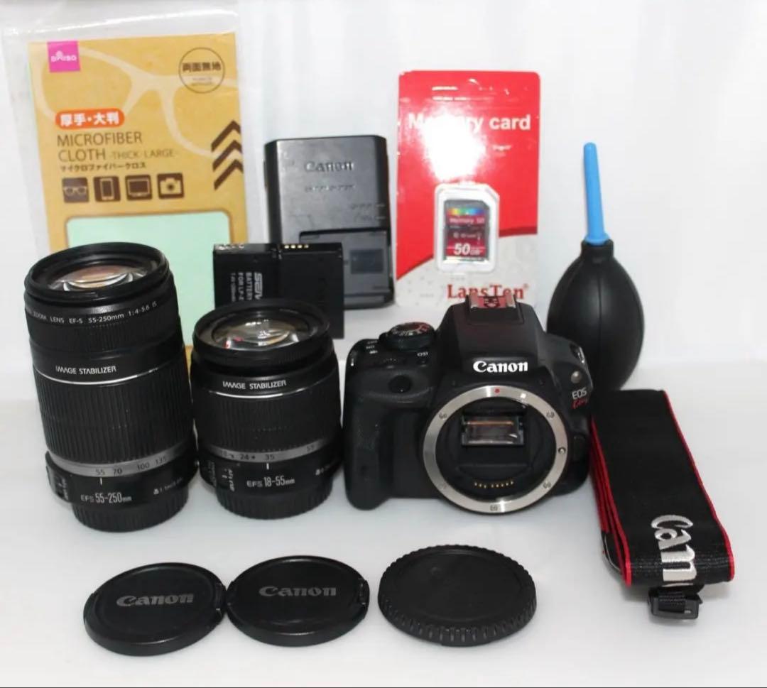 キャノン 一眼レフ　Kiss X7 手ぶれ補正レンズ　望遠　バッテリー2個！
