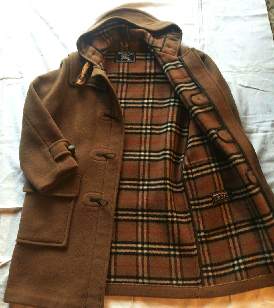 バーバリーロンドン ダッフルコート ノバチェック ウール ベージュ 英国製
