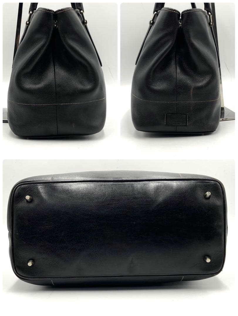 【美品】COACH メンズ トートバッグ A4収納 レザー ブラック 肩掛け
