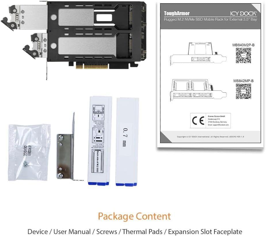 ICY DOCK 2xM.2 NVMe SSDリムーバブル MB842MP-B