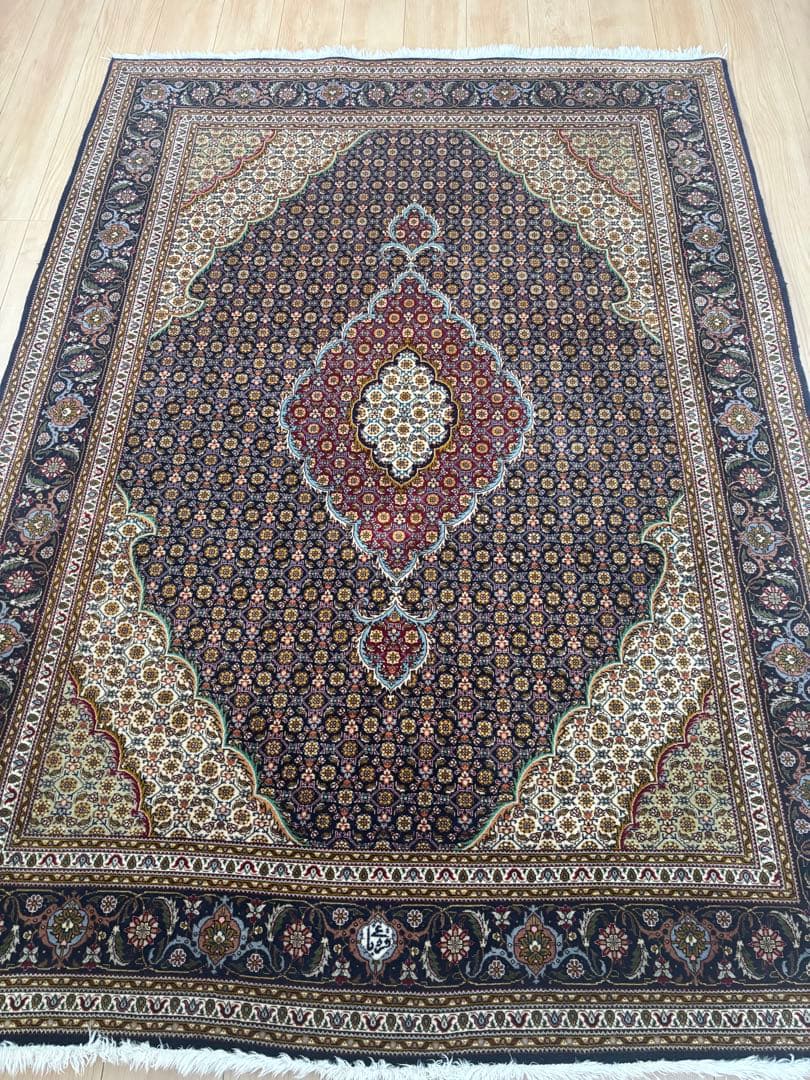 専用！ペルシャ絨毯　タブリーズ　ウールとシルク　ラグ マヒ柄
