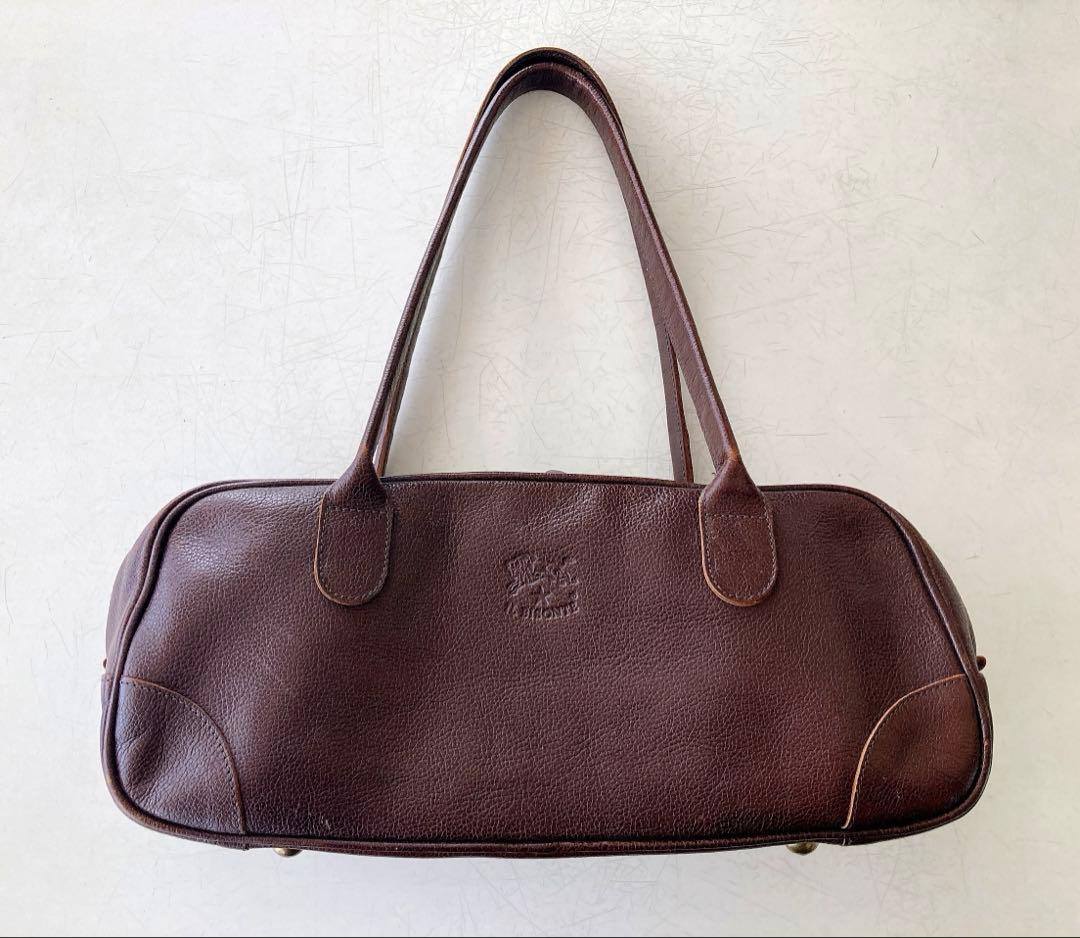 イルビゾンテ ミニレザーボストンバッグ ダークブラウン