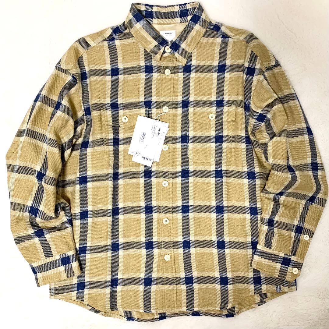 visvim LUMBER L/S リネン×ウール チェックシャツ ベージュ 2