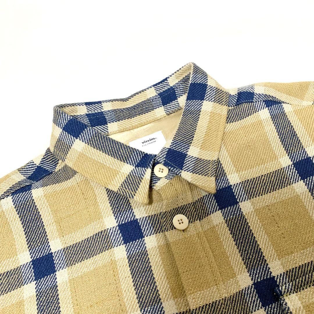 visvim LUMBER L/S リネン×ウール チェックシャツ ベージュ 2