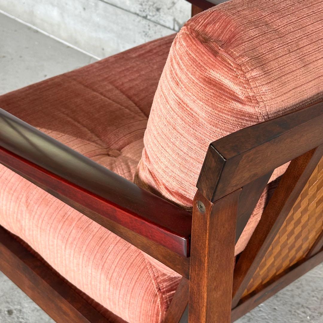 ★80s★ 昭和レトロ 森繁 MORISHIGE 1Pソファ｜無垢木枠 和モダン