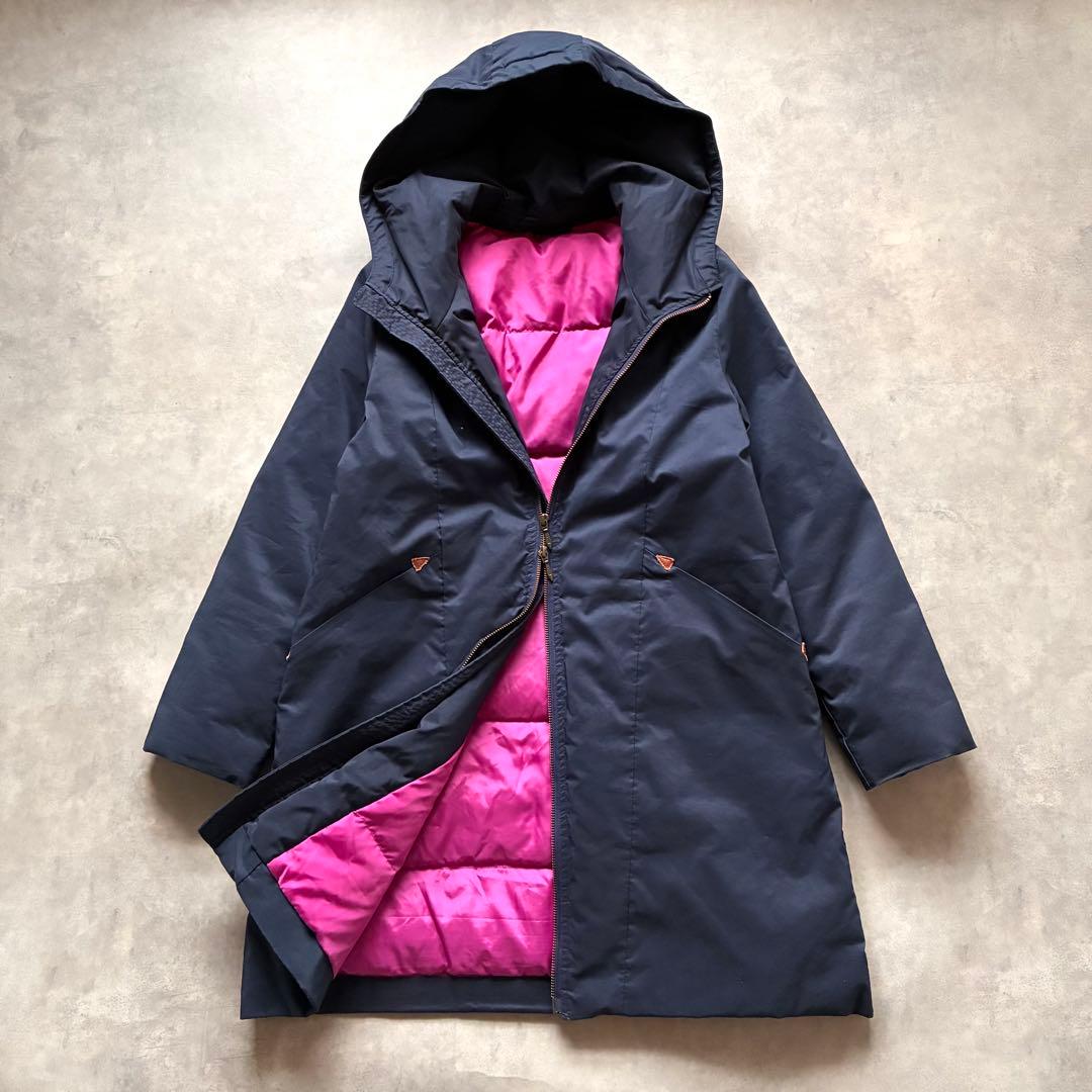 人気 パラスパレス 軽い ふかふか ダウンコート ロング ネイビー ピンク