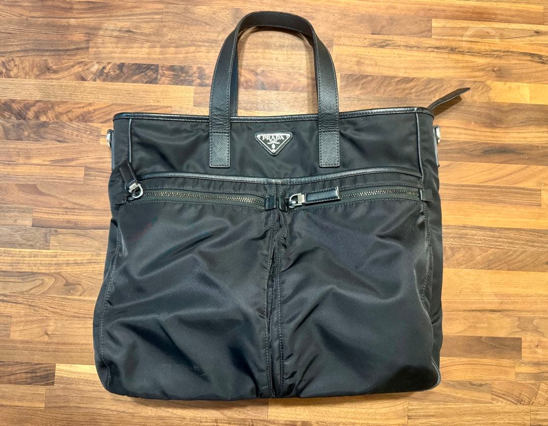 プラダPRADA 2VG860 トートバッグ ブラック リナイロン サフィアーノ