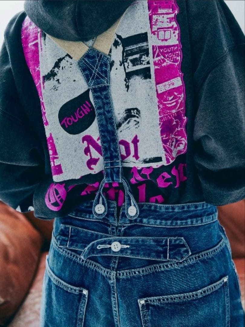 RNA ⿻ サスペンダー ワークパンツ デニム カジュアル ルーズ ベルト付き