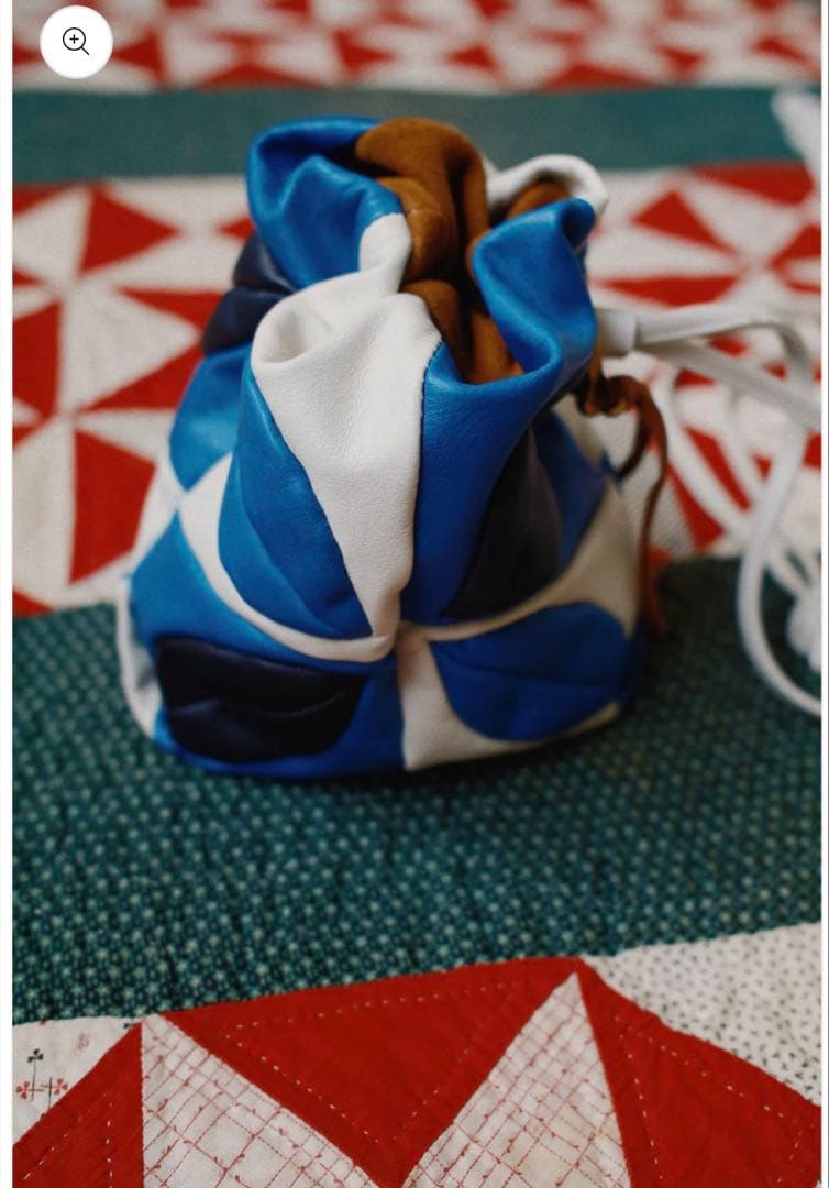 Hand-Patchwork Leather Bag Blue KHOKIバッグ