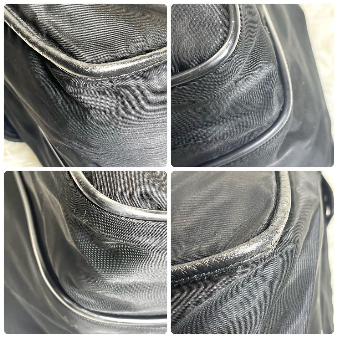 美品✨ プラダ メッセンジャーバッグ 三角ロゴ 黒 レザー ナイロン A4収納