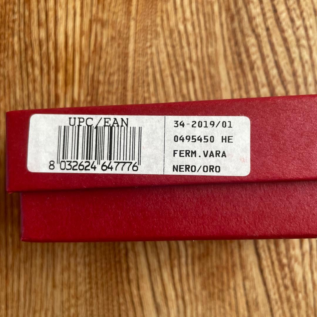 極美品 フェラガモ ヴァラ リボン バレッタ ブラック×ゴールド