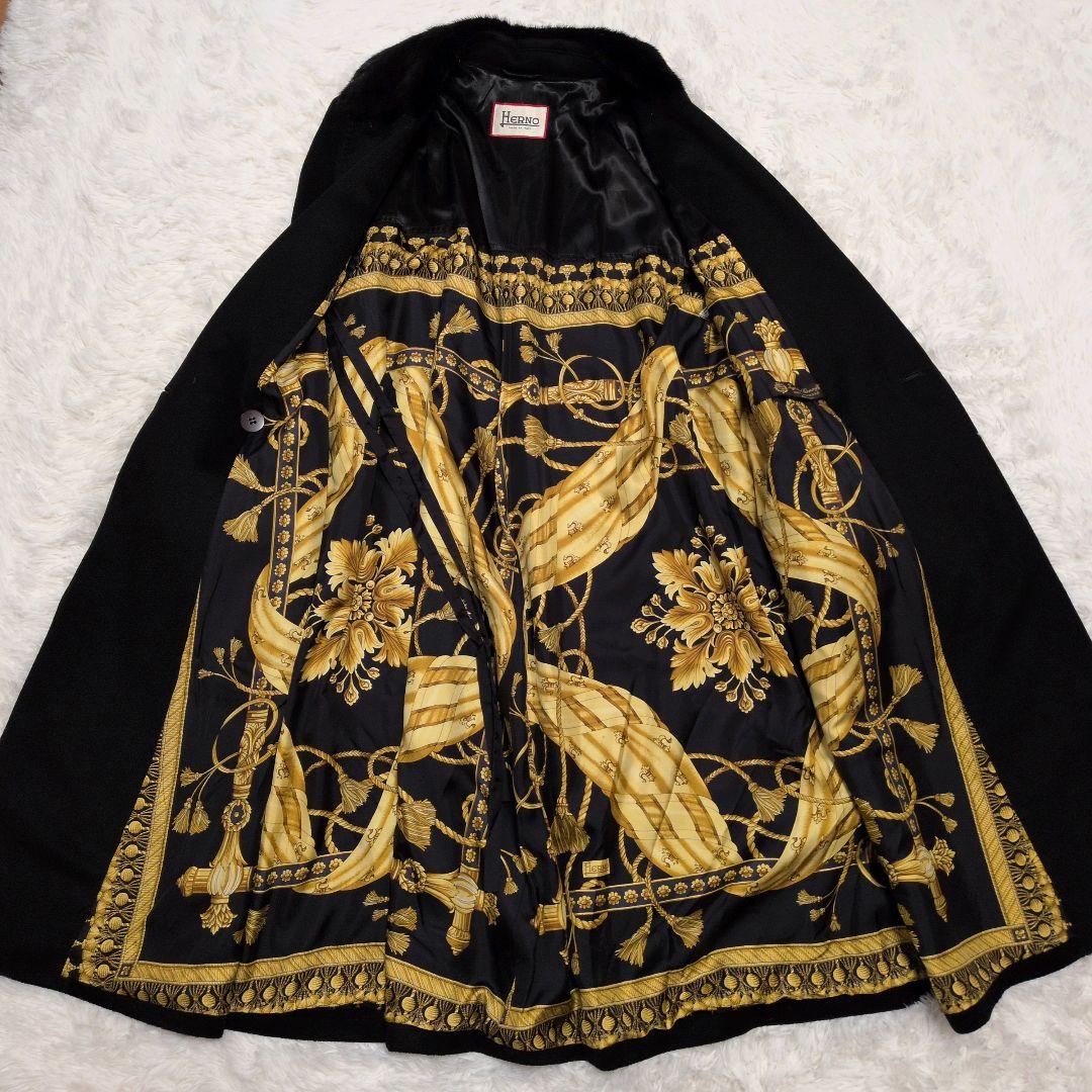 【美品】ヘルノ☆ロロピアーナ　カシミヤ100%　リアル　ファーコート　黒