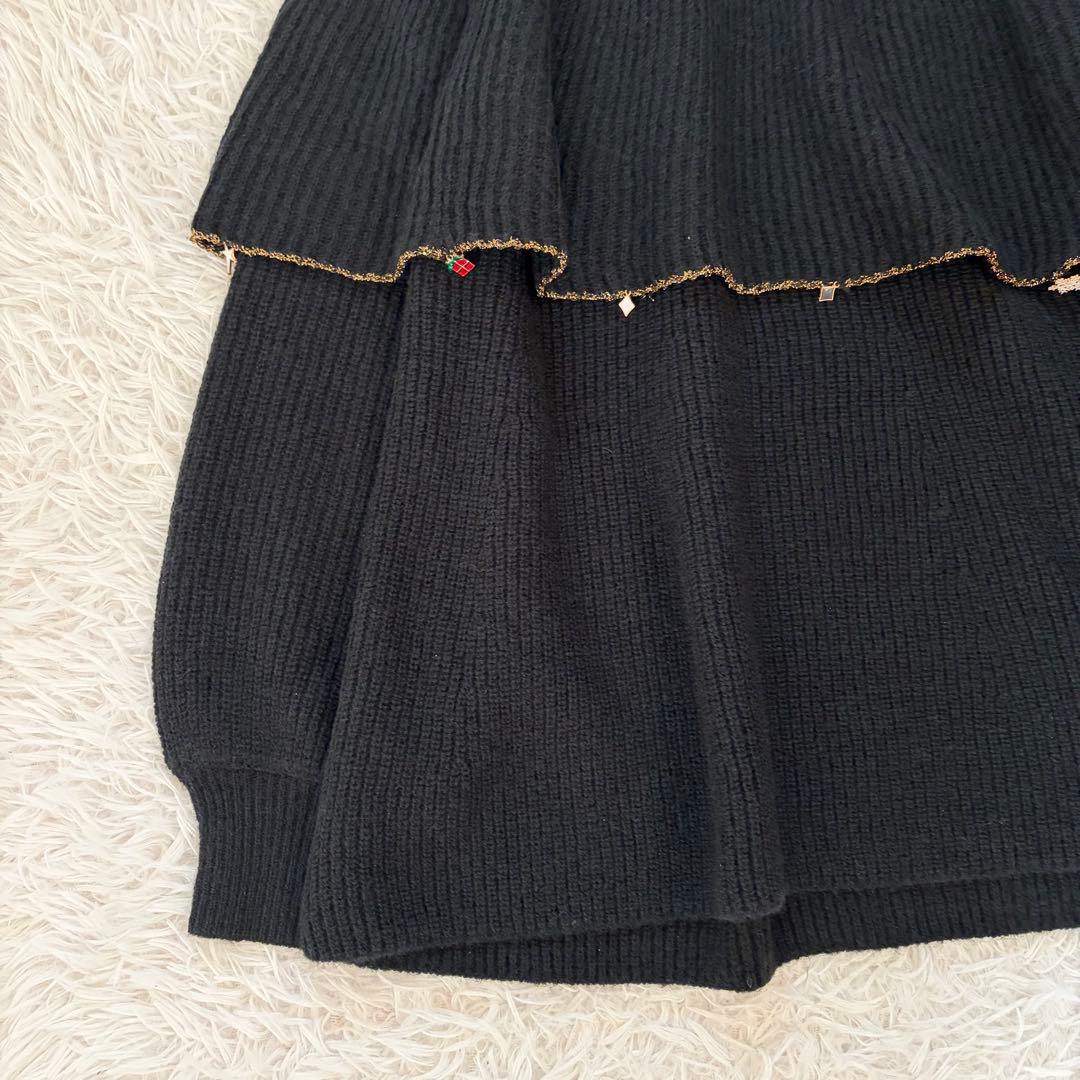 新品未使用 ビアズリー 25AW オーナメントフリルニット ブラック