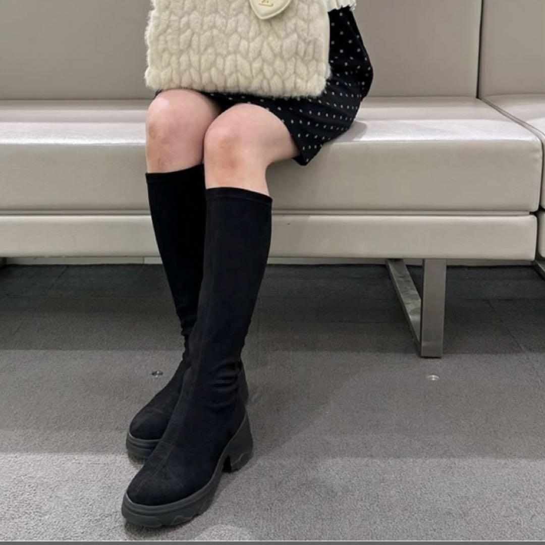 +ダイアナ ストレッチスエードロングブーツ +diana プラスダイアナ