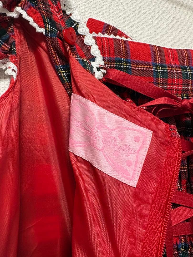 AngelicPretty Cute Heartジャンパースカートタータン アカ