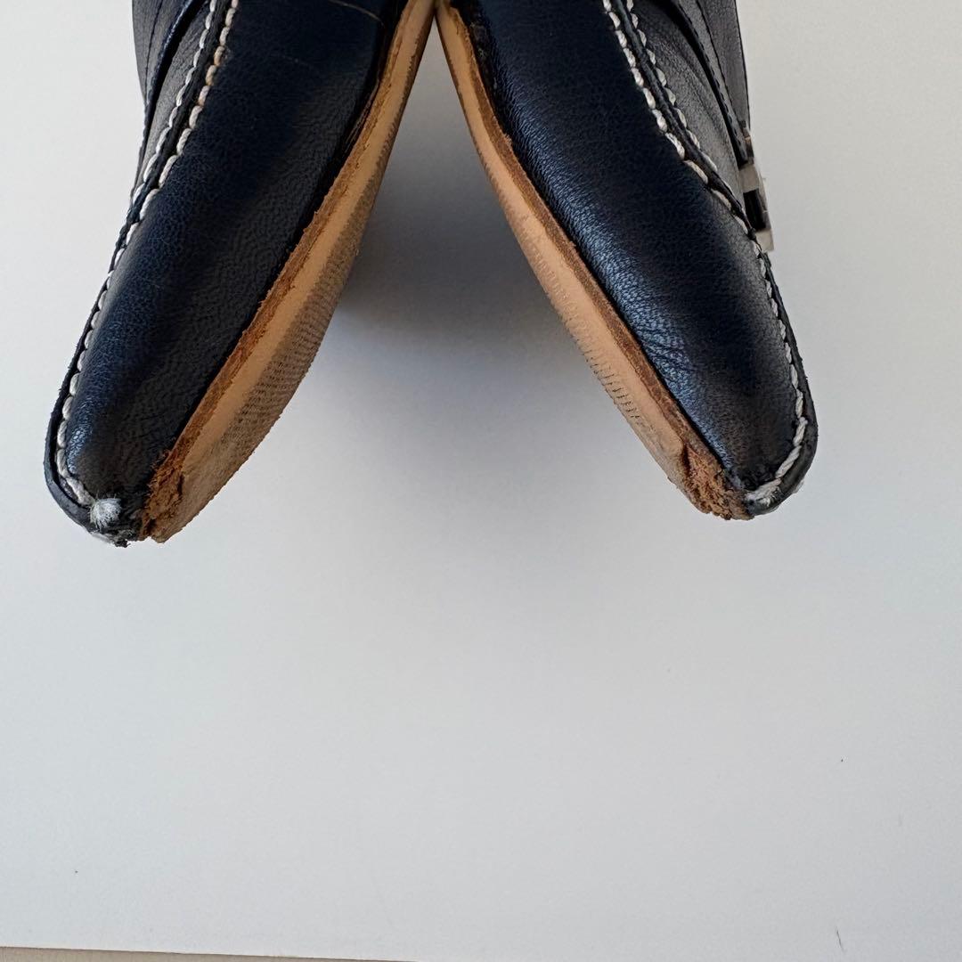 HERMES エルメス Hロゴ ミュール レザー ブラック