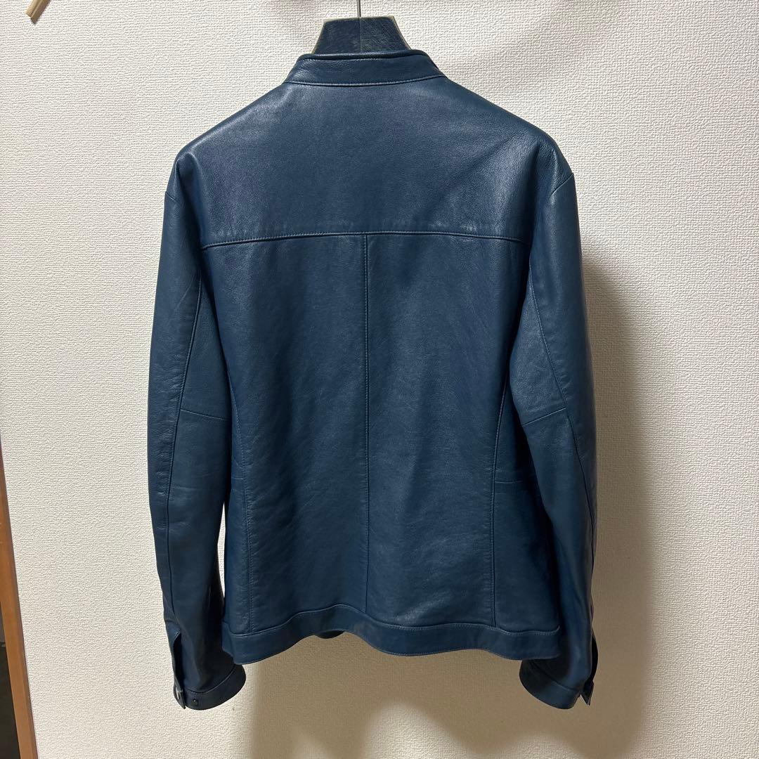 Monsieur Nicole ダークブルーレザージャケット サイズ48