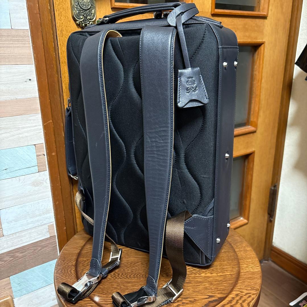 P.I.D/ビジネスバッグ/2way/ブリーフケース/ネイビー/レザー