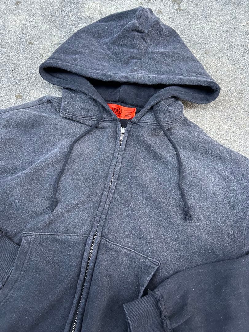 ジップパーカー　鬼フェード　短丈　アメカジ　タトゥースタジオヤマダ　墨黒