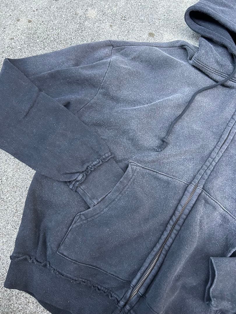 ジップパーカー　鬼フェード　短丈　アメカジ　タトゥースタジオヤマダ　墨黒