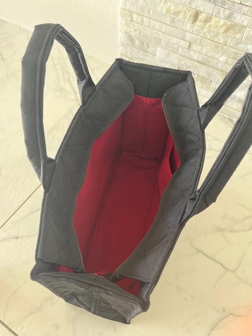 お受験バッグ　自立　黒　ファスナー付き　キルティングトート　保護者会　説明会用