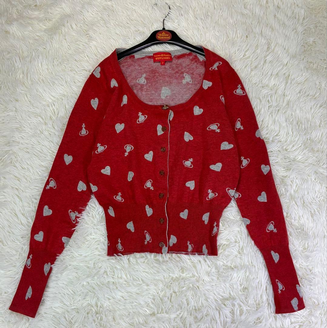 ヴィヴィアンウエストウッド カーディガン 総柄 オーブ ハート オーブ釦