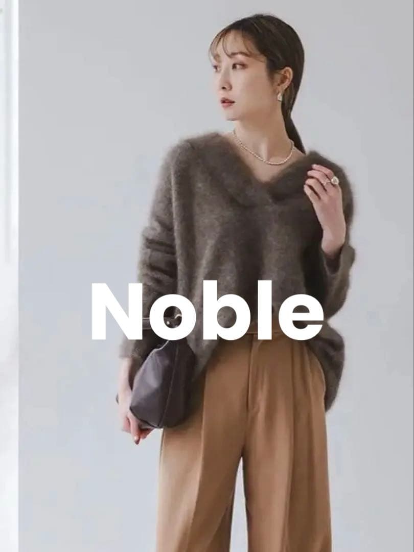 noble ノーブル　ファーニットVネックプルオーバー　ブラウン