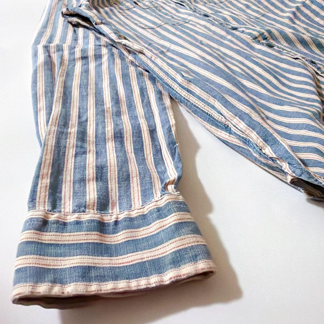 マチ有✨️RRL ブルーストライプワークシャツ インディゴ レッドステッチ L
