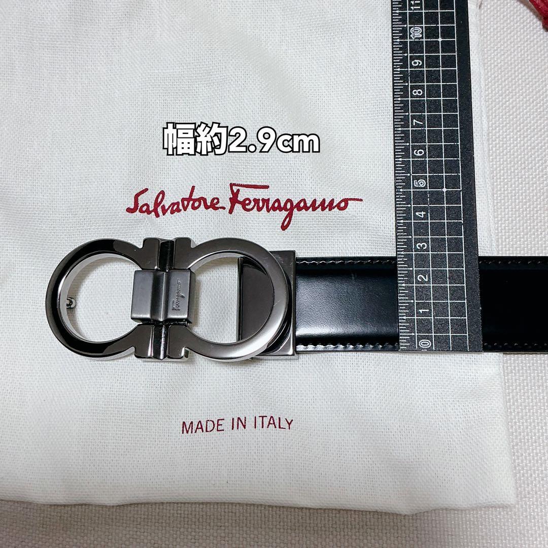 【中古美品】フェラガモ /ガンチーニリバーシブルベルト/ブラック×ブラウン調節可