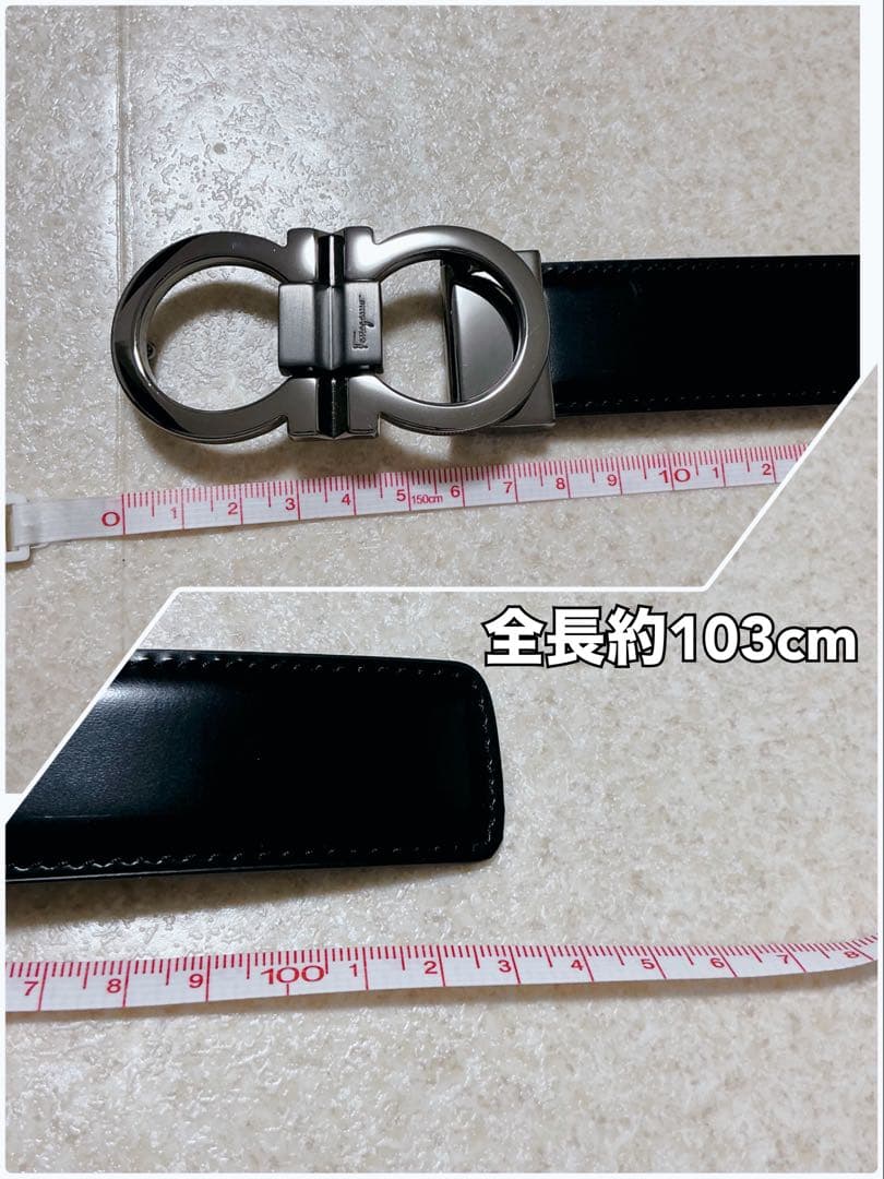 【中古美品】フェラガモ /ガンチーニリバーシブルベルト/ブラック×ブラウン調節可