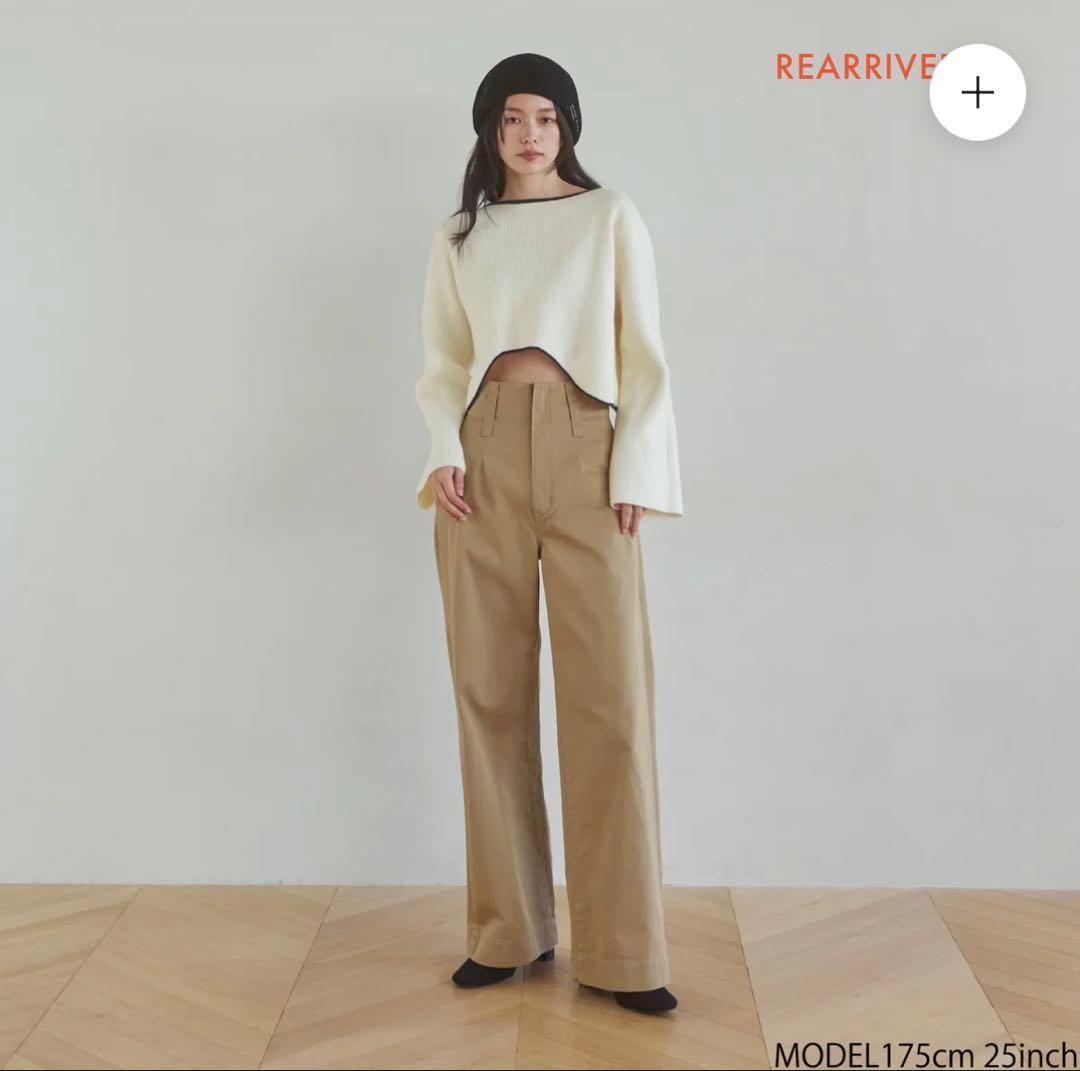 ハイウェスト デニム ルーズ チノパンツ