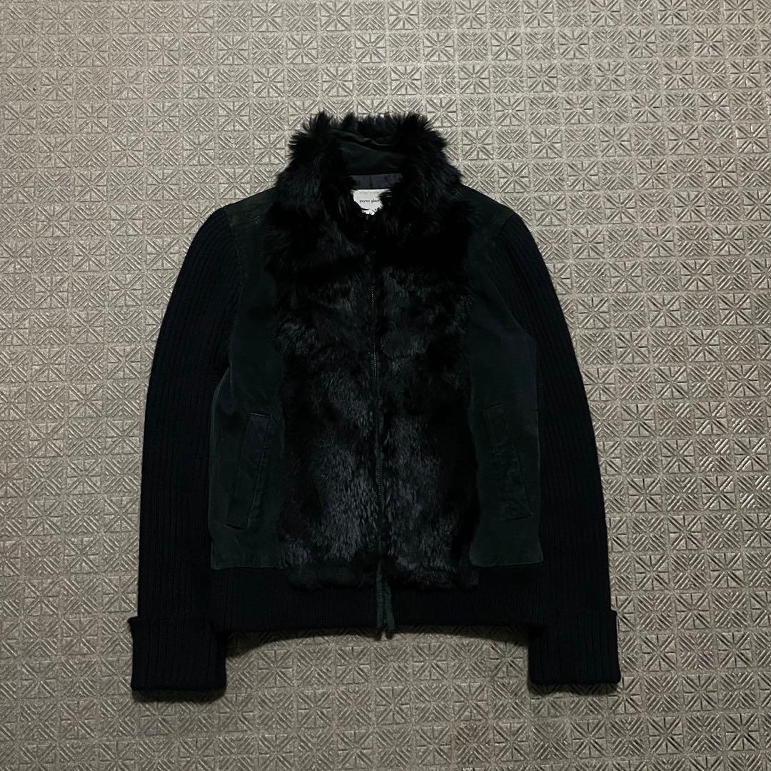 Y2K opium dark wear black fur knit 裏原 平成