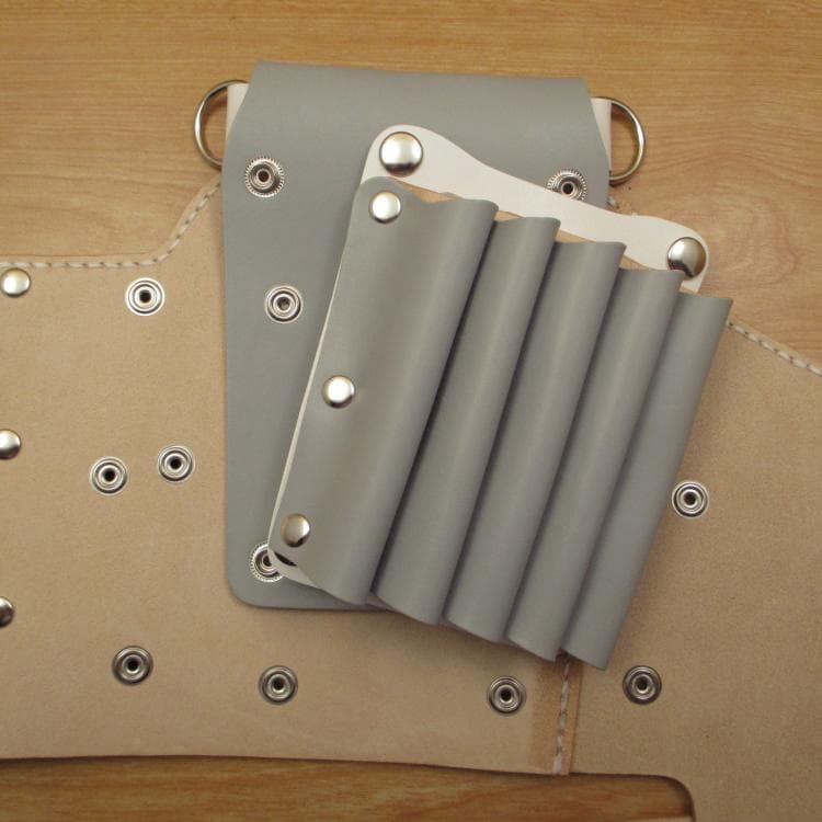 ライトグレー＆ホワイト　９丁差し　本革シザーケース　SCA-243/CHA