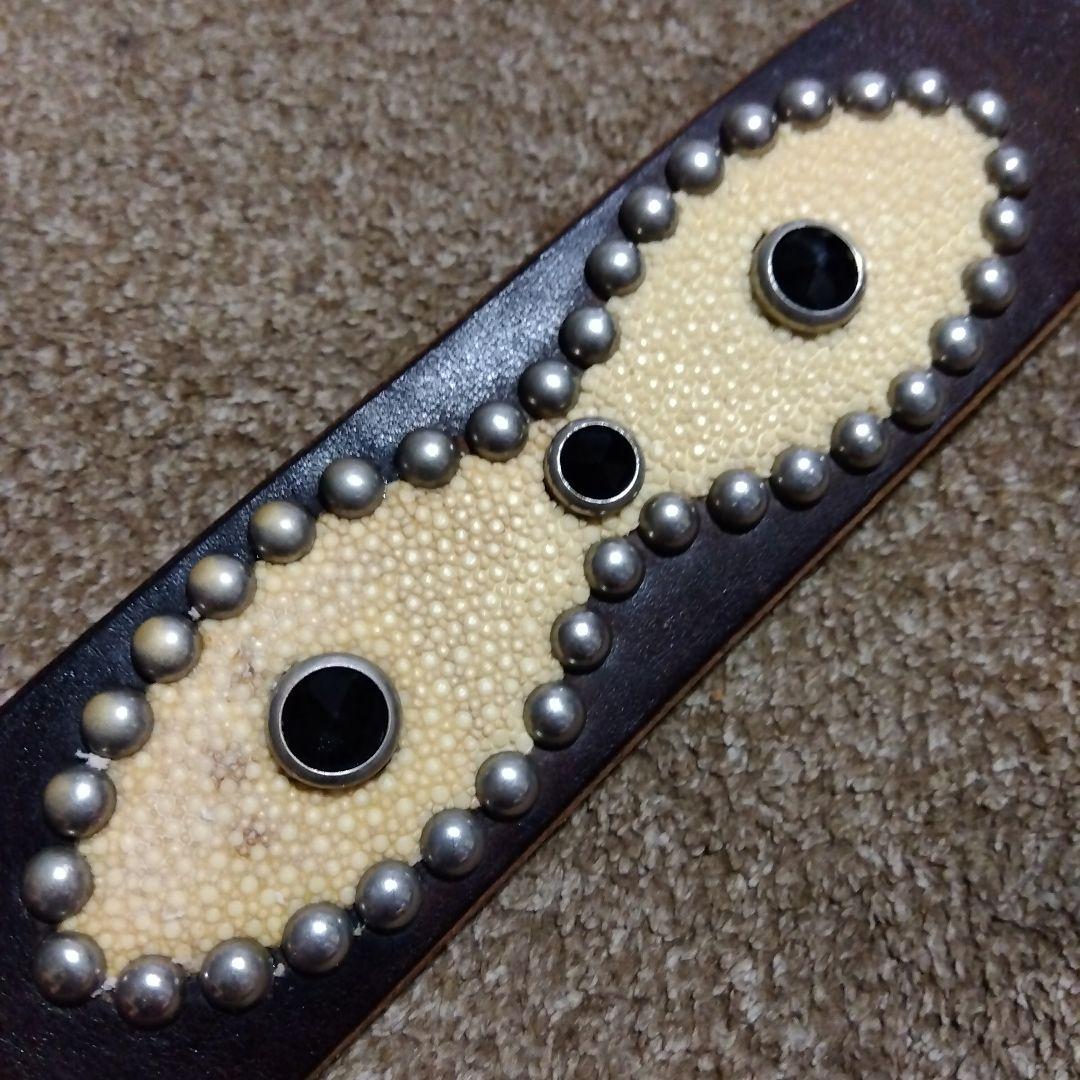 36inch Overlay Peanut スティングレイ スタッズベルト 茶芯