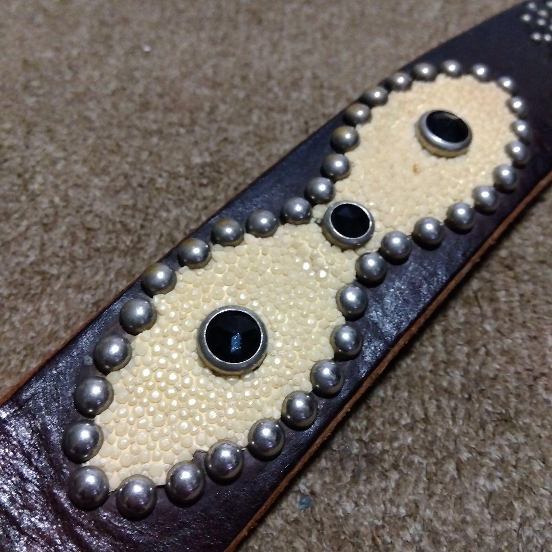 36inch Overlay Peanut スティングレイ スタッズベルト 茶芯