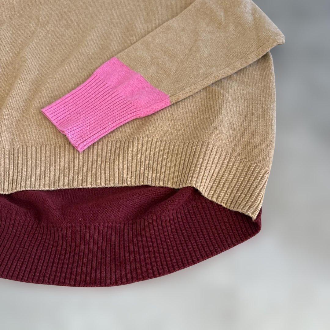 MACPHEEカラーブロック長袖ニットセーター