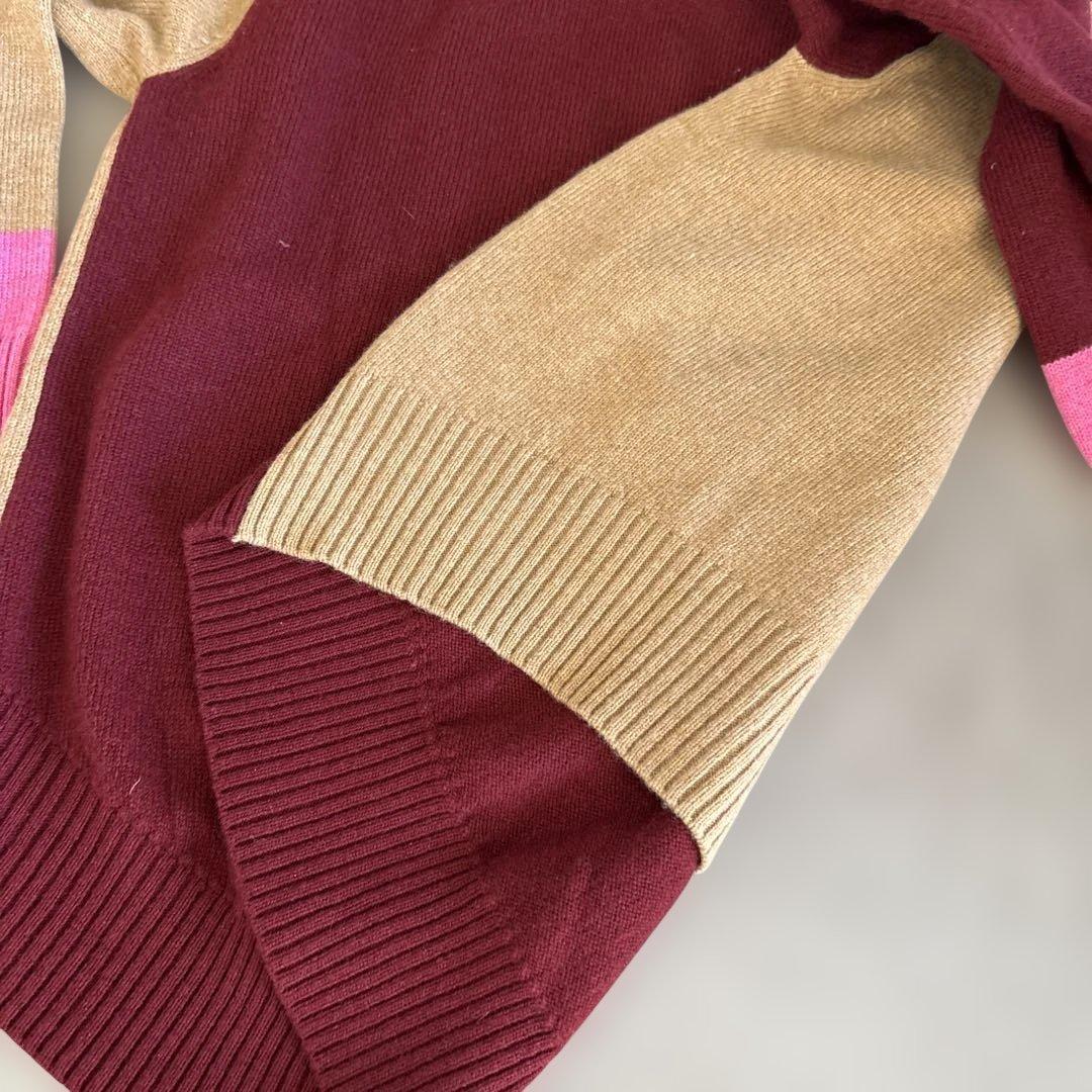 MACPHEEカラーブロック長袖ニットセーター