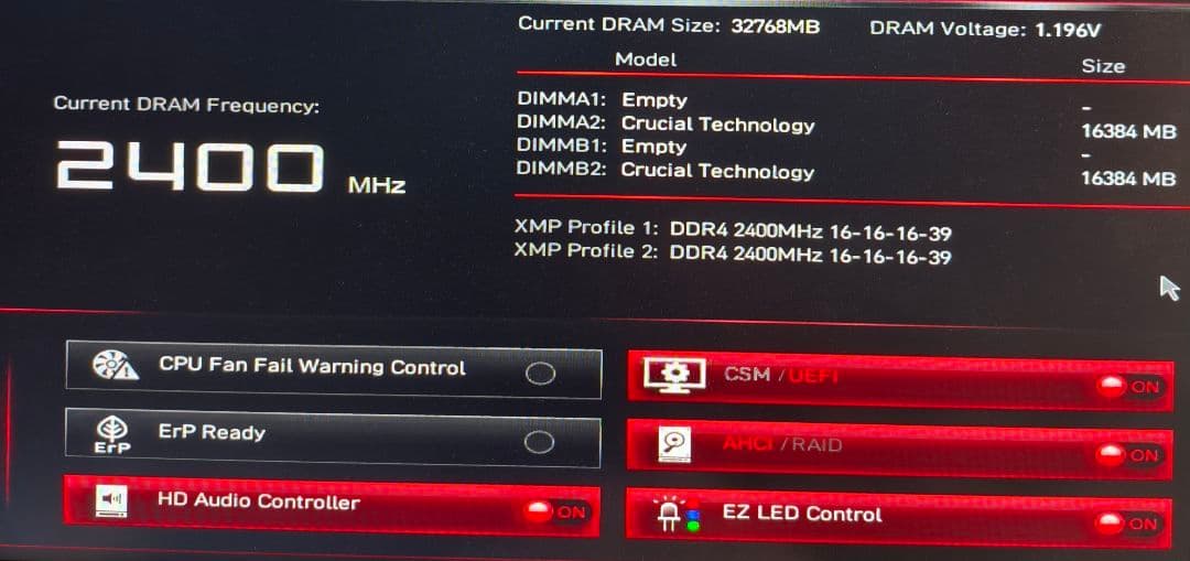 メモリ　DDR4 2400MHz 16GB×2 32GB