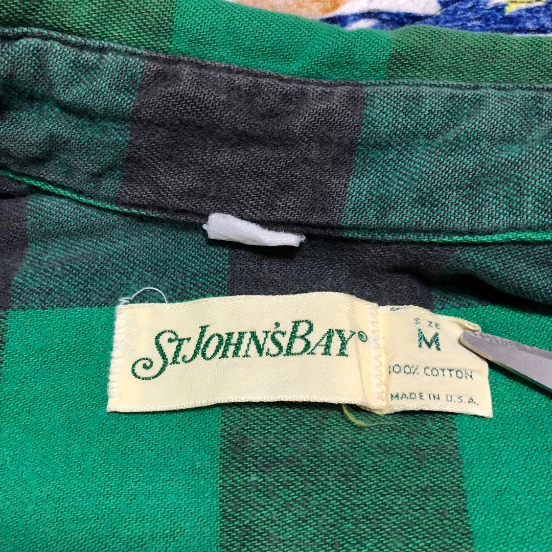 セントジョンズベイ　ネルシャツ　ブロックチェック　グリーン　USA製